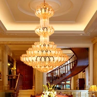crystal chandelier lighting fixture led gold chandeliers lotus lamp big long droplight hotel lobby hall villa home indoor light