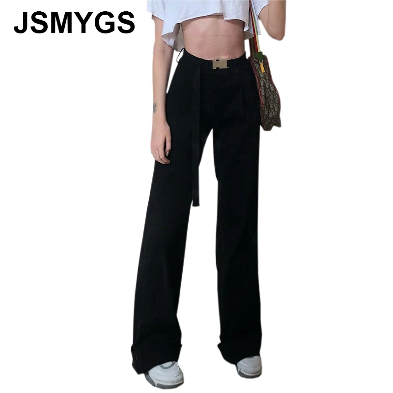 JSMYGS Summer 2019 Solid Black Suit Pants Women Slim Long Casual High Waist Female Trousers Wide Leg Pant Streetwear Office Lady | Женская