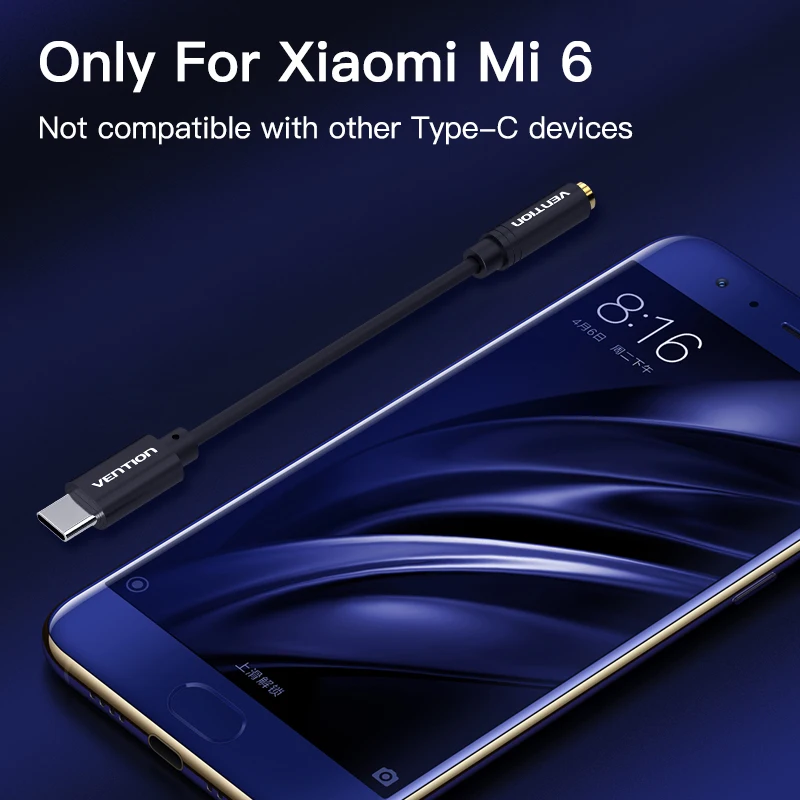 Vention Тип C до 3 5 ММ Наушники Кабель адаптер USB 1 аудио Aux кабель для Xiaomi Mi6 наушников