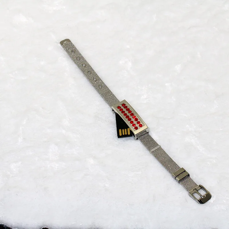 Металлический USB флеш-накопитель в виде браслета с кристаллами 8 ГБ 16 32 |