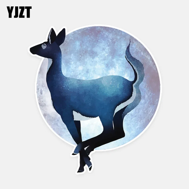 

YJZT 12CM*13.5CM Fashion Deer In The Moon PVC Car Sticker Decal Graphical 5-0643