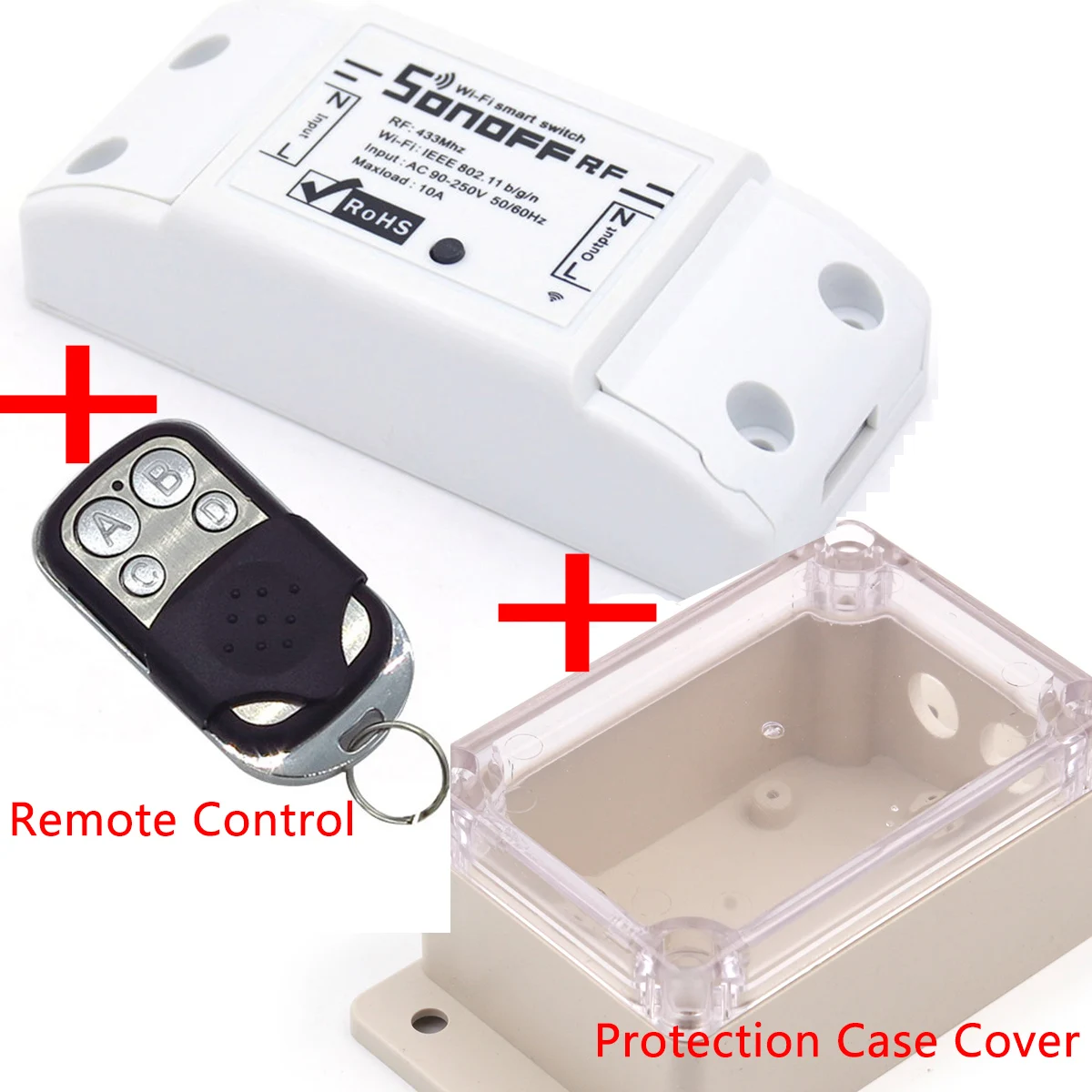 FR Control and Case Sonoff RF WiFi умный переключатель для дома с радиочастотным приемником пульт дистанционного управления умные переключатели синхронизации 433 МГц RF AC 250 В 10A беспроводные управляющие устройства - Комплект: FR Control and Case
