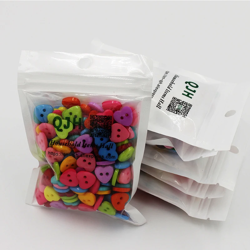 Круглые мини-кнопки смешанного цвета в форме сердца 1000 шт. 3 формы смешанные