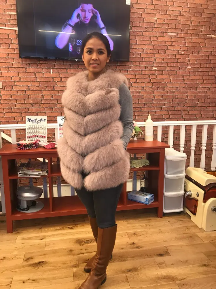 Зимний женский жилет BIGSALE из натурального Лисьего меха, Длинный жилет из натурального меха лисы, настоящие жилеты из лисьего меха, женский жилет