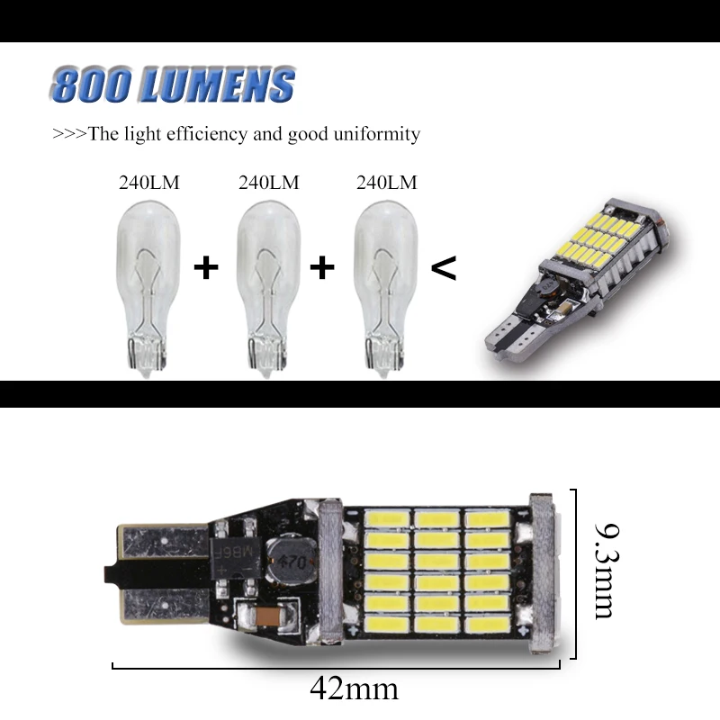 Катур супер яркий 10x T15 W16W 921 45 SMD светодиодный 4014 автомобильный Canbus габаритный