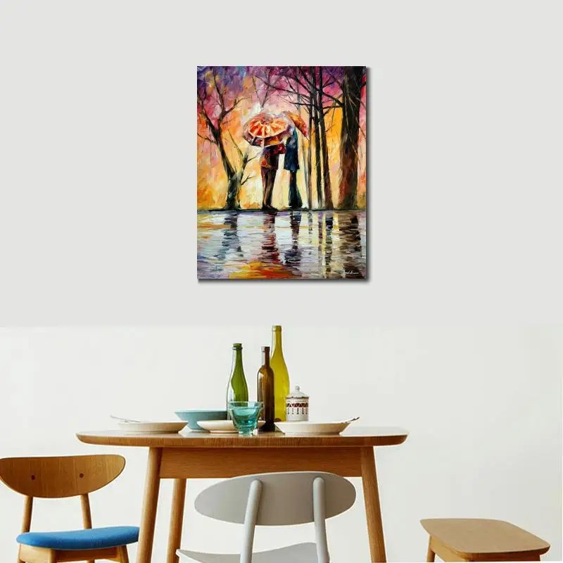 High quality handmade palette knife oil painting on canvas rainy date home picture decor modern art | Дом и сад
