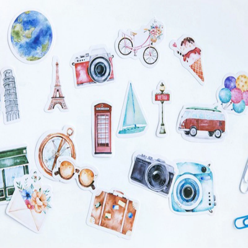 

46pcs/box One Person Travel Diary Decoration Stickers Adhesive DIY Planner Sticker Children Stationery