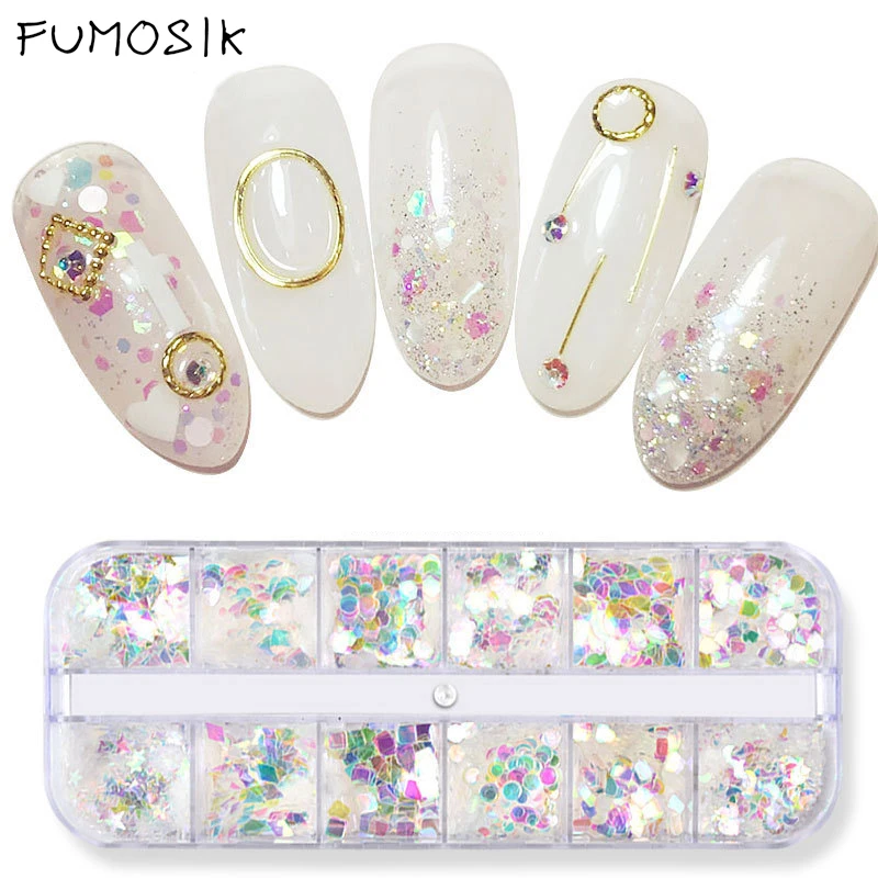 Лазерная пудра для дизайна ногтей 1 коробка блестки макияжа 3d DIY Charm Dust | Красота и
