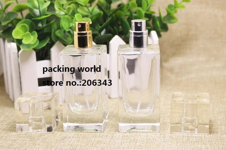 Прозрачная стеклянная бутылка распылитель для духов квадратной формы 50 мл|atomizer