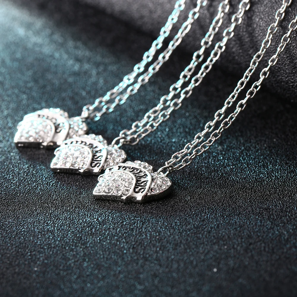 Ожерелье с подвеской в виде сердца из прозрачного кристалла 3 шт.|sister necklace|chain