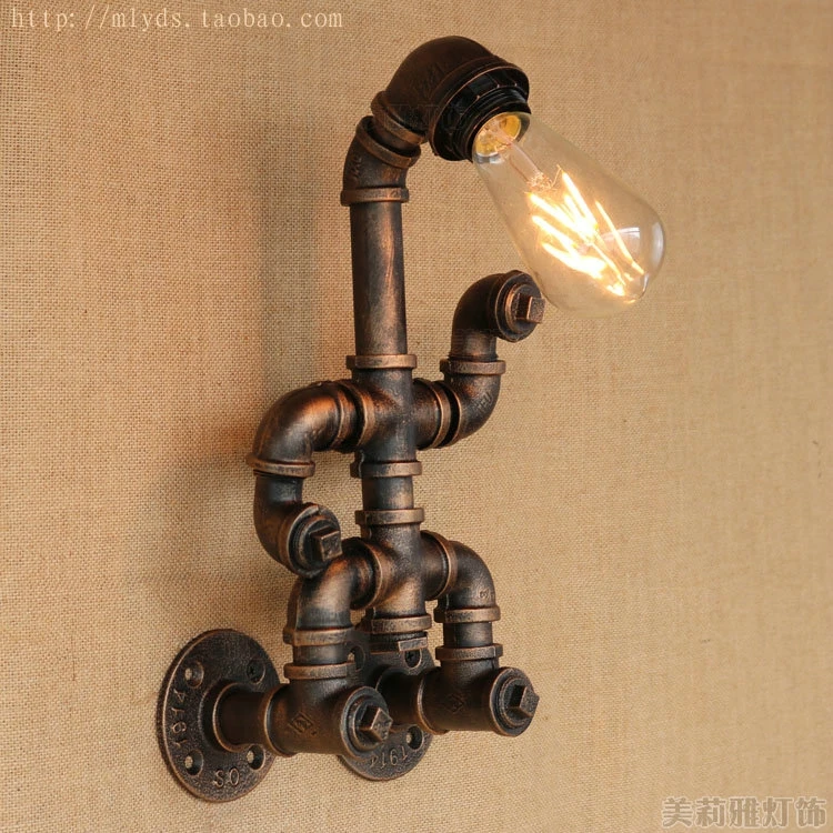 Креативная настенная лампа с роботом и водопроводной трубой настенное бра