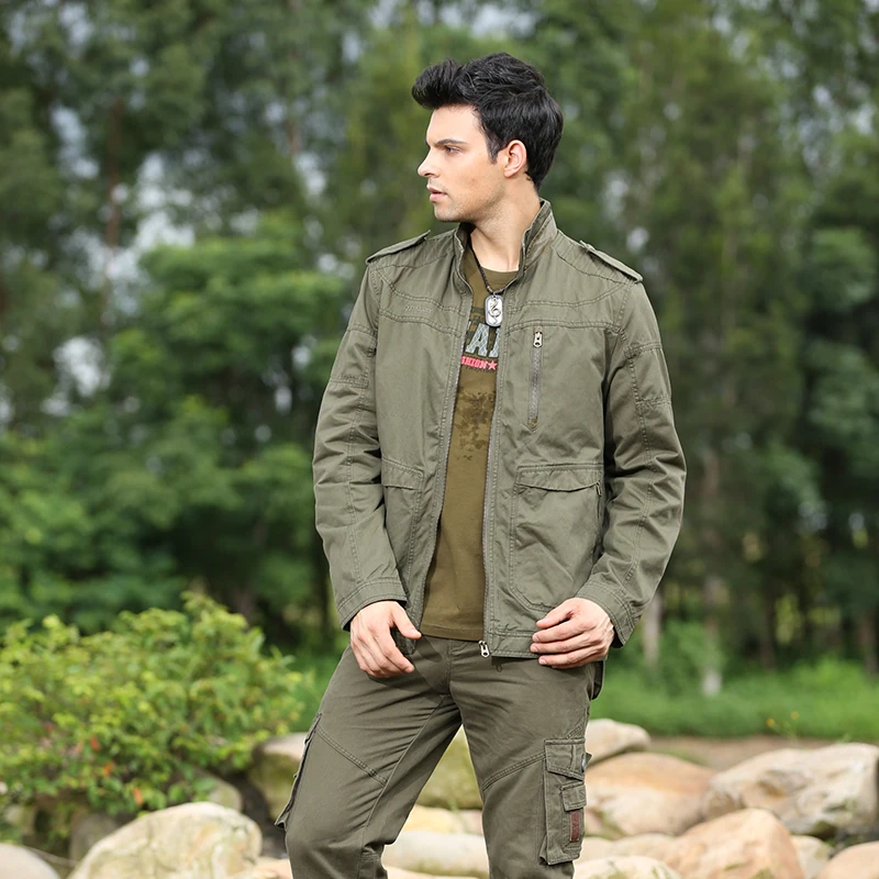 Мужская куртка на молнии с воротником стойкой цвет хаки|jacket designer|jacket menjacket star |