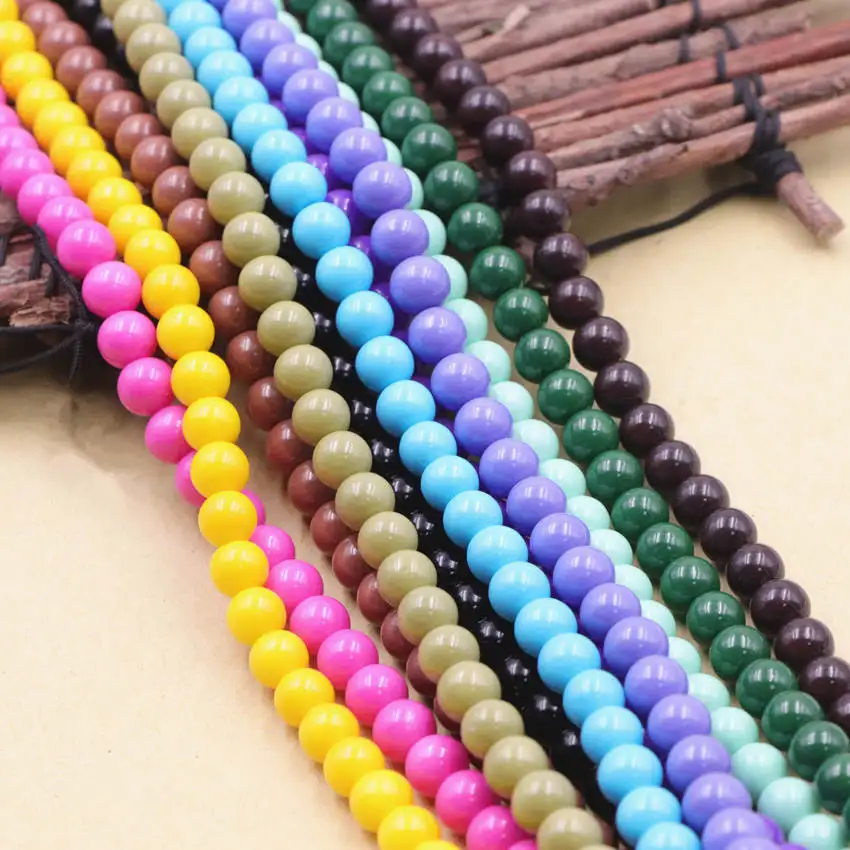 

Perfect Candy Glass Loose Beads for Jewelry Making 6mm Round Baking Paint DIY Necklace Bracelet Findings Accessories 15inch A61