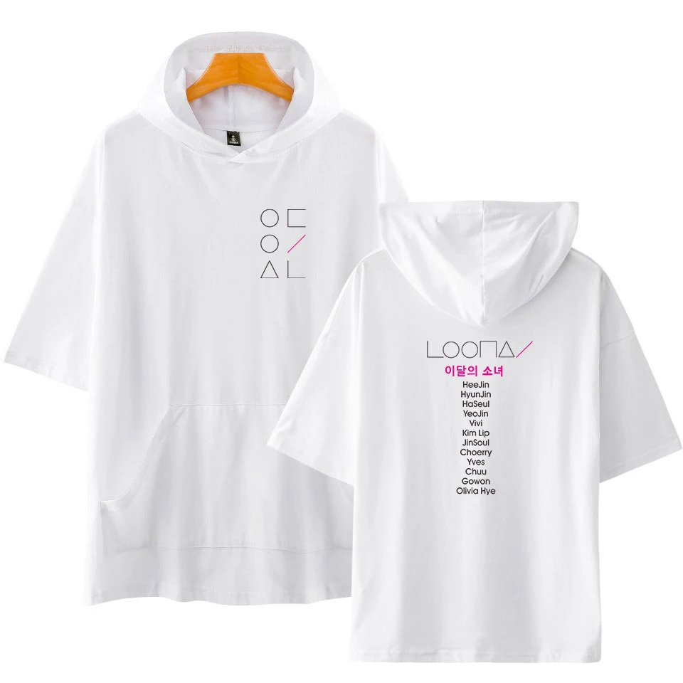 Футболка с капюшоном KPOP LOONA летняя футболка в стиле хип-хоп уличная одежда