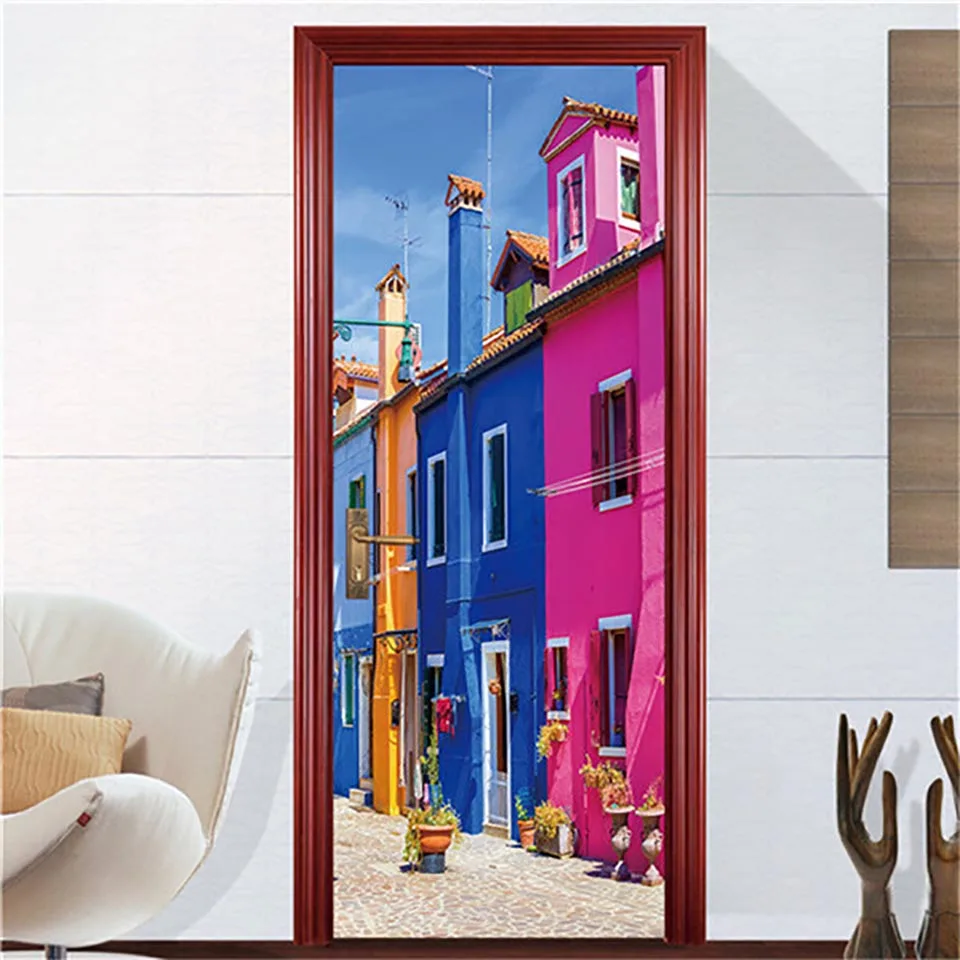 3D Шаг дверь наклейка новые наклейки строительные пейзажи росписи DIY