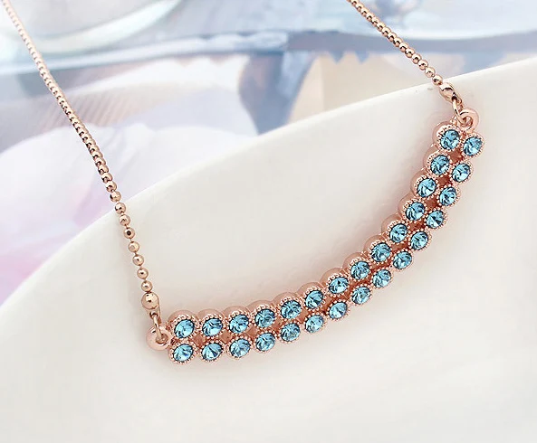 

Charm Vintage Lady Crystals From Swarovski Semi-Arc Gold Necklaces & Pendants Jewelry Gift For Women Girls Wholesale