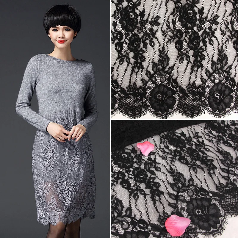

ZOTOONE Nylon Big Flower Bubble Without Thread Trimming Eyelash Lace Fabric Needlework Accessories French White Lace Fabric E