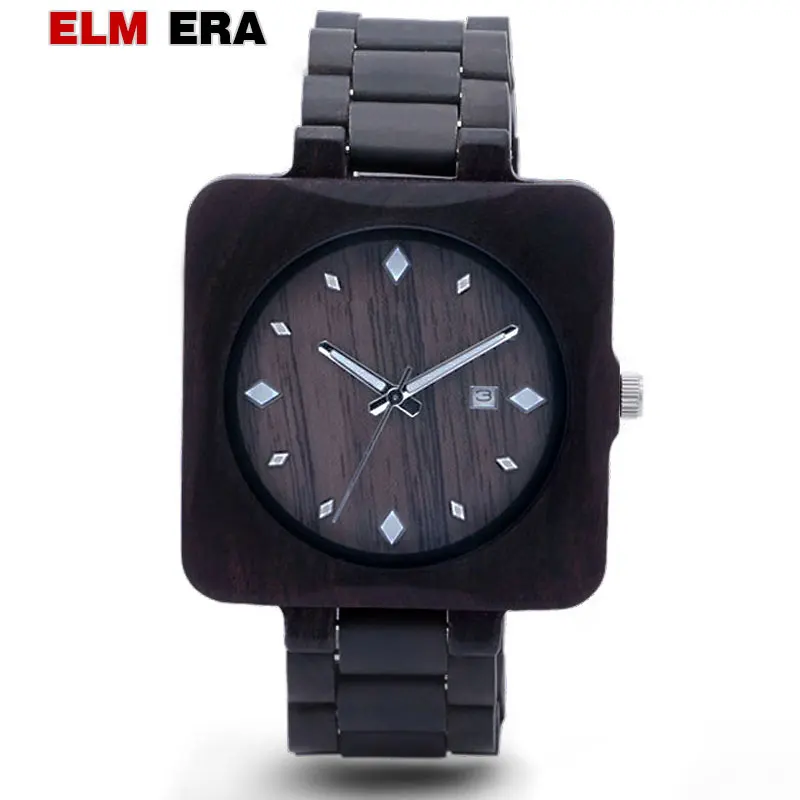 Часы ELMERA wood мужские квадратные автоматические деревянные Роскошные