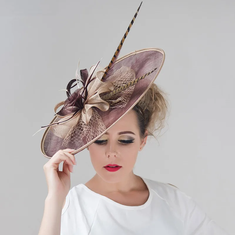 

Ladies Fascinators Millinery Hat Party Wedding Sinamay Hat Wide Brim Fedora Kentucky Derby Headpiece Church Hair Accessories