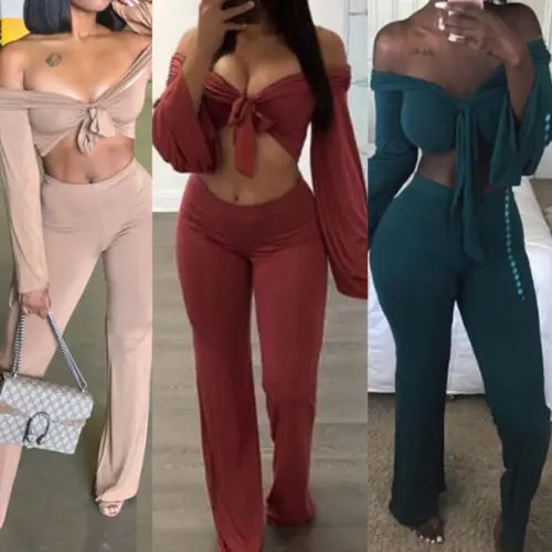 Женский укороченный топ широкие брюки свободные Дамская Экипировка Одежда