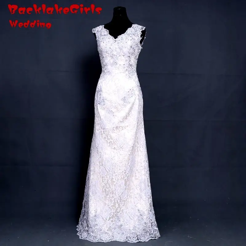 100% Настоящее аватар сшитое v-образным вырезом Без Рукавов Свадебные Платья