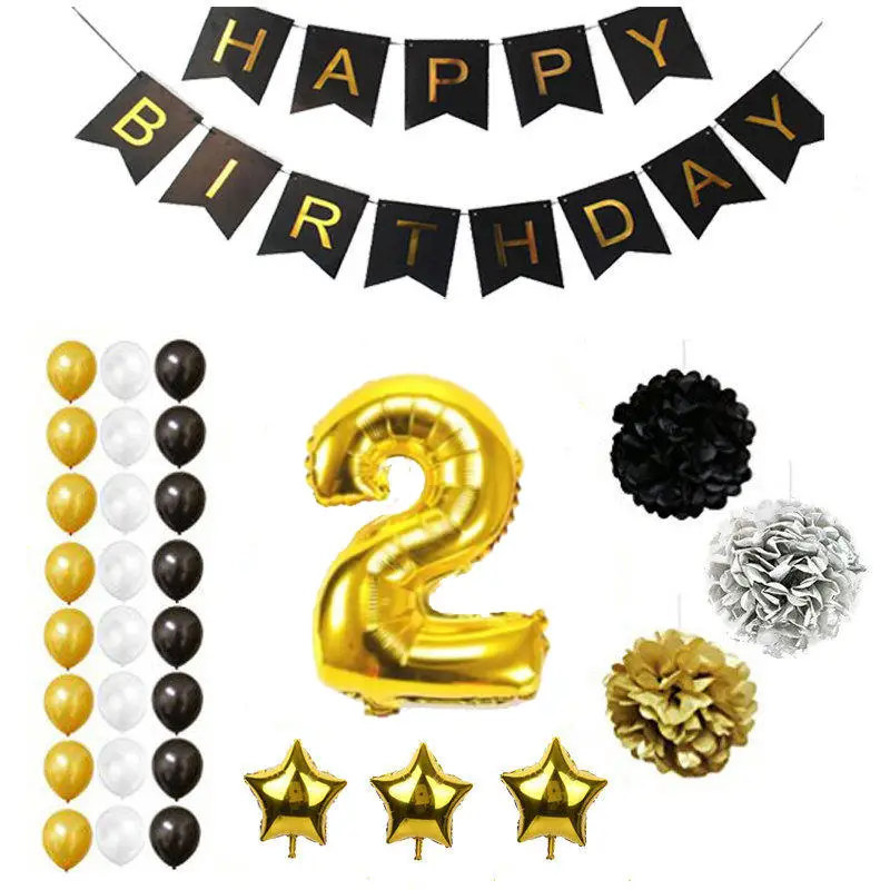 Набор воздушных шаров на день рождения для детей 2 лет латексные шары с номером