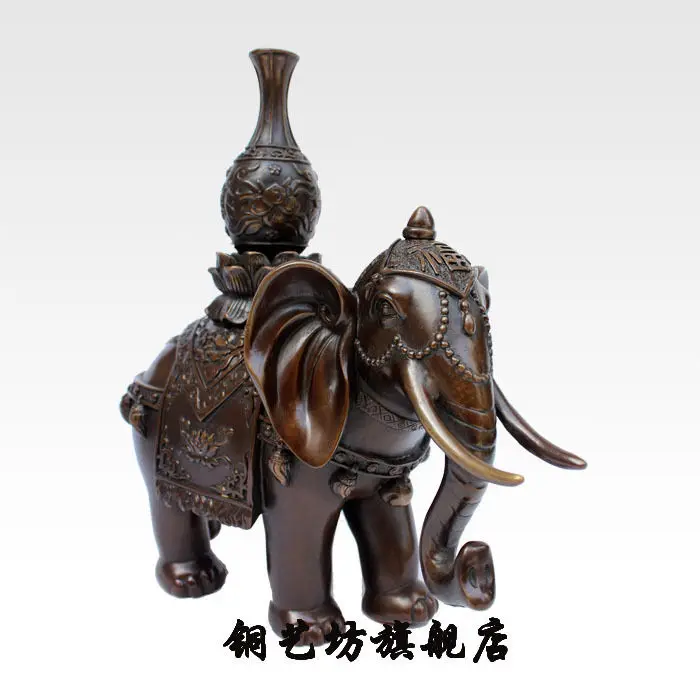 12 ''Китай Бронза фэншуй Счастливый слон ваза лотоса Статуя Пара|statue china|statue