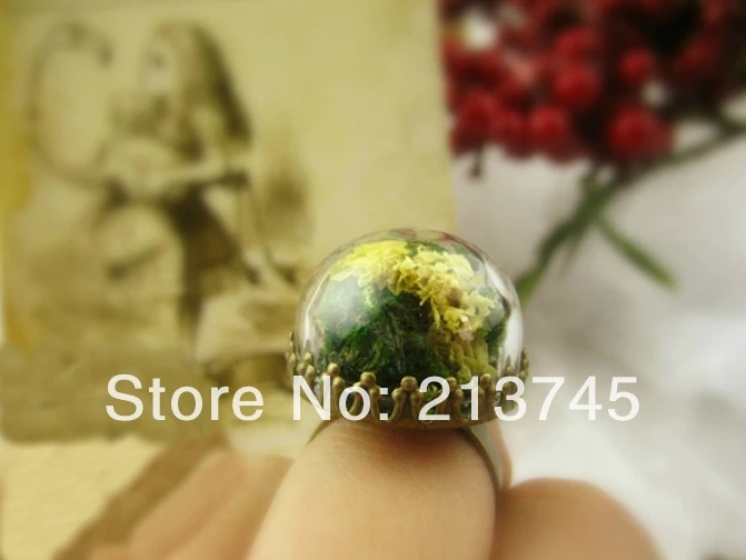 

Free ship!!! perfect 50sets/lot half 15mm(opening) glass globe & bronze ring base set DIY glass bubble vial pendant glass bottle