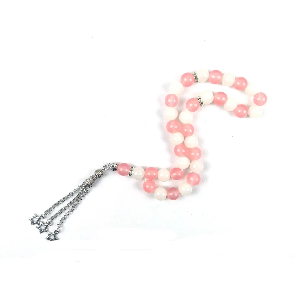 Tesbih store new design pink and white 10mm glass beads muslim prayer for women gift | Украшения и аксессуары