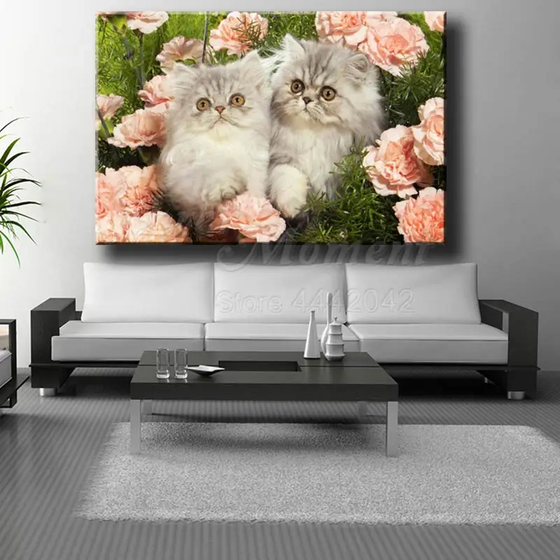 Алмазная живопись с котом и цветком Ever Instant полноразмерная вышивка крестиком 5D