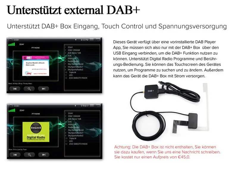 A-Sure специальный цифровой DAB + коробка радио тюнер приемник антенна для Android 8 0 7 1