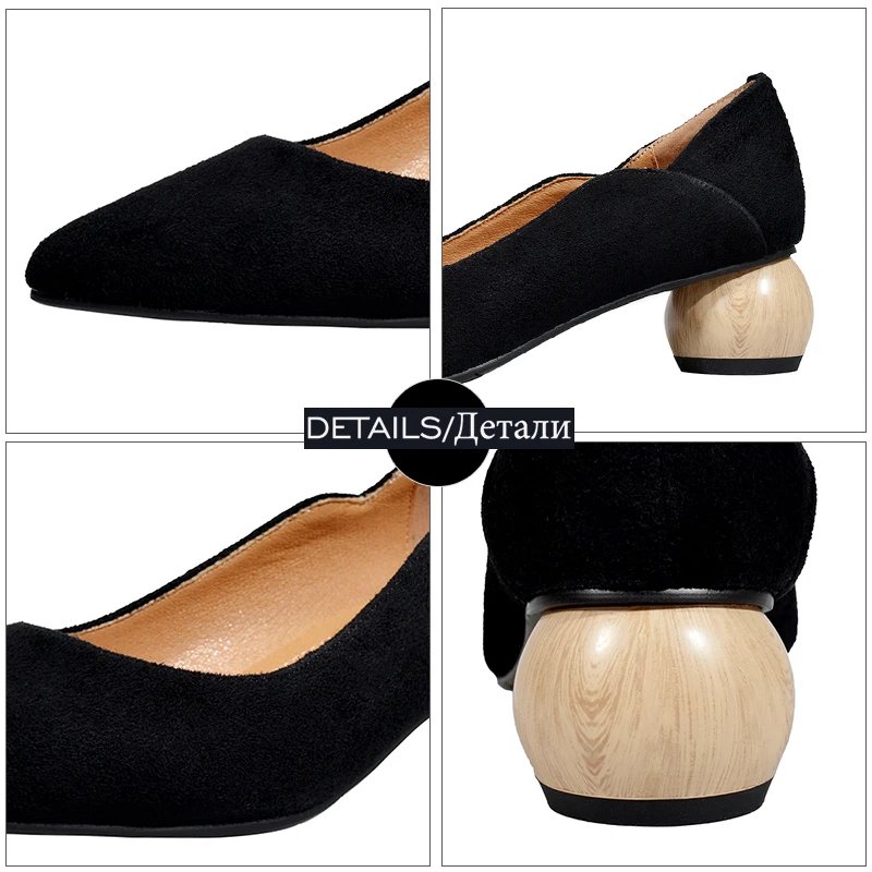 Женские туфли-лодочки на необычном каблуке ISNOM деревянные туфли с острым носком