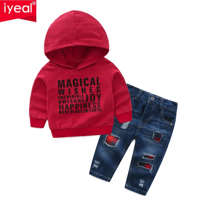 IYEAL комплекты одежды для маленьких мальчиков детская одежда осенние детские спортивные костюмы с длинным