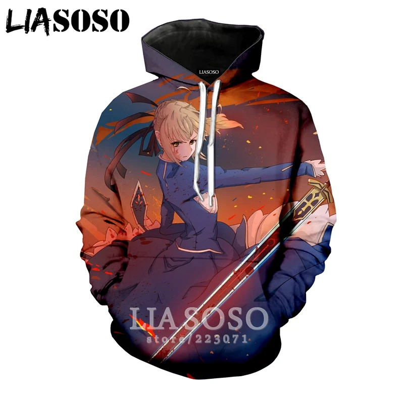 LIASOSO Зимний Новый Модный свитшот для мужчин и женщин с 3D принтом аниме Fate Stay Night