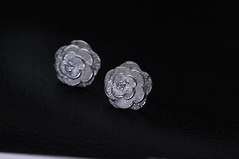 Модные посеребренные в форме розы цветок милые серьги гвоздики для женщин