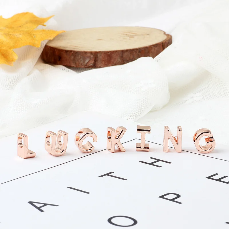 Новый оригинальный сплав розовая бусина золото A Z с изображением букв алфавита