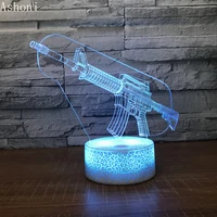 counter strike cs game acrylic m4 a1 gun 3d night light led lamp led touch sensor 7 color changing table lamp kids gifts