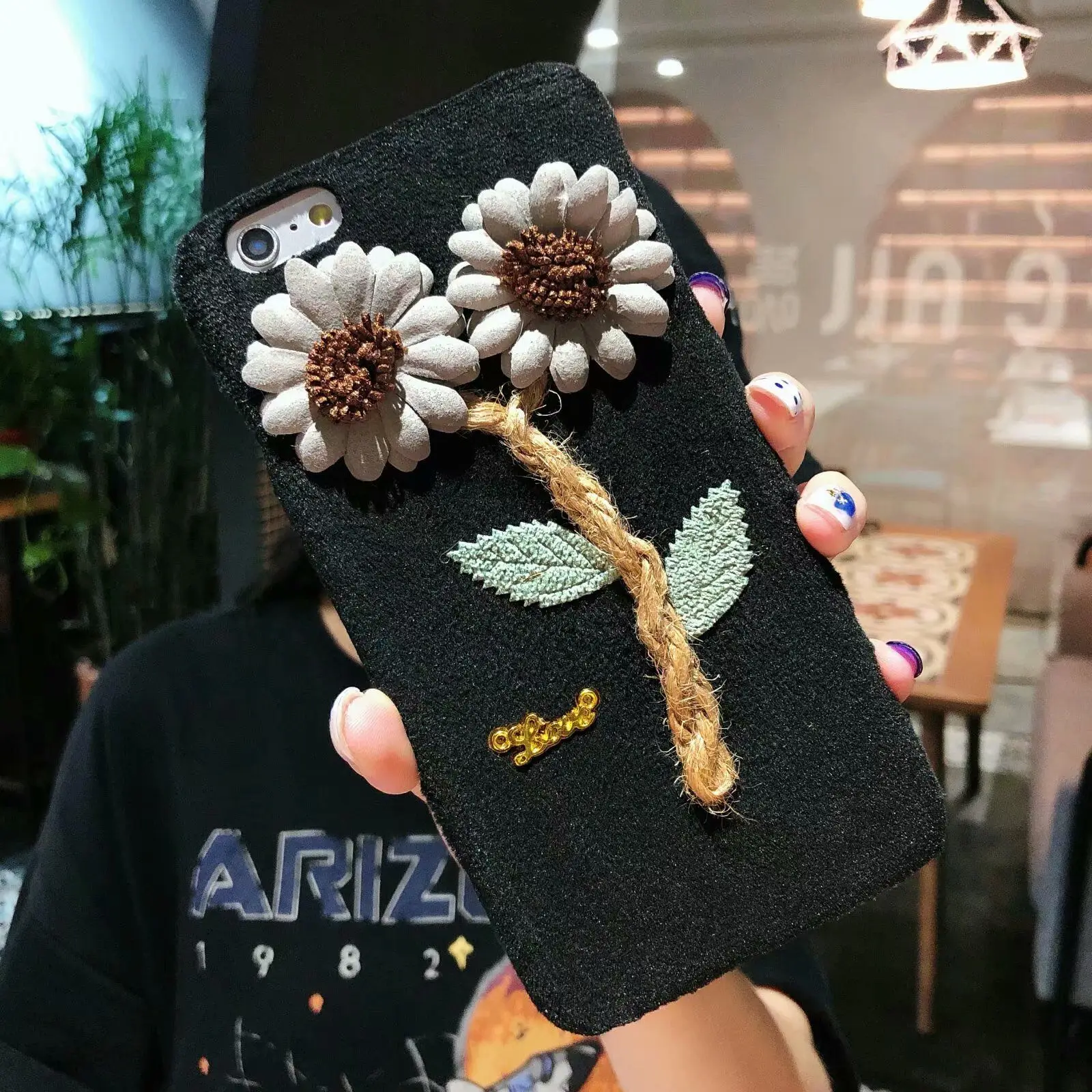 Fashion Lovely Flower Slim PC Plush Soft Back Case Cover For iPhone X 6s 7 8 Plus |