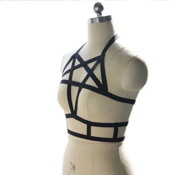 Новинка черные жгуты в форме пентаграммы сексуальное нижнее белье бюстгальтер