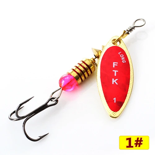 red1 FTK 1 шт. 1#2#3#4#5# Спиннер приманка с бусинами с тройными крючками для приманки для ловли щуки - Цвет: red1