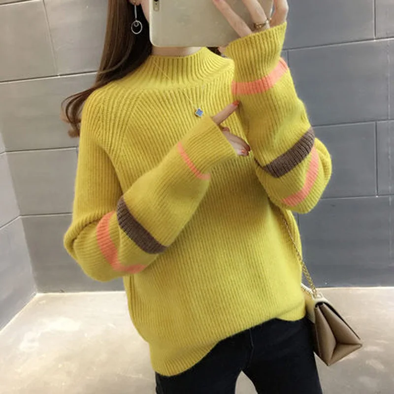 Женские осенне-зимние вязаные пуловеры кашемировые Полосатые свитера женская