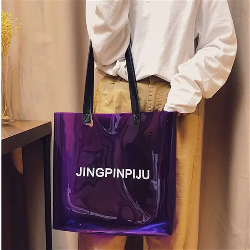 Прозрачные ПВХ сумки на плечо для женщин яркие цвета женские сумочка одноцветные