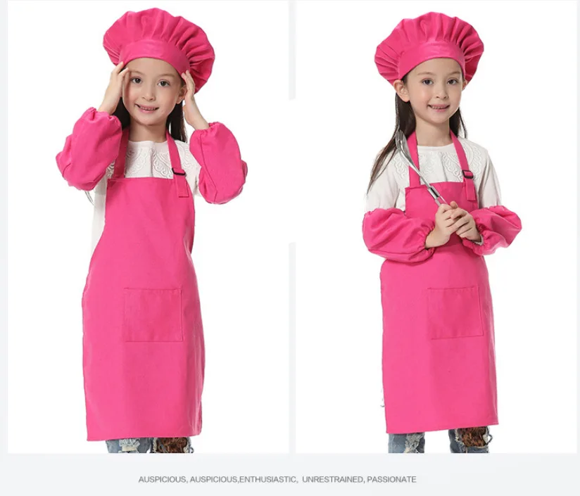Очаровательные 3 шт./компл. Детские фартуки для кухни с рукавом и шляпы шеф повара