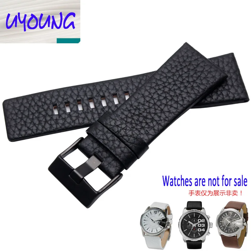 Uyang Hight Quality Genuine Leather Watchband Adapter Diesel DZ1399 DZ4280 DZ4290 24mm 26mm 28mm Watch Strap Black Brown for Men