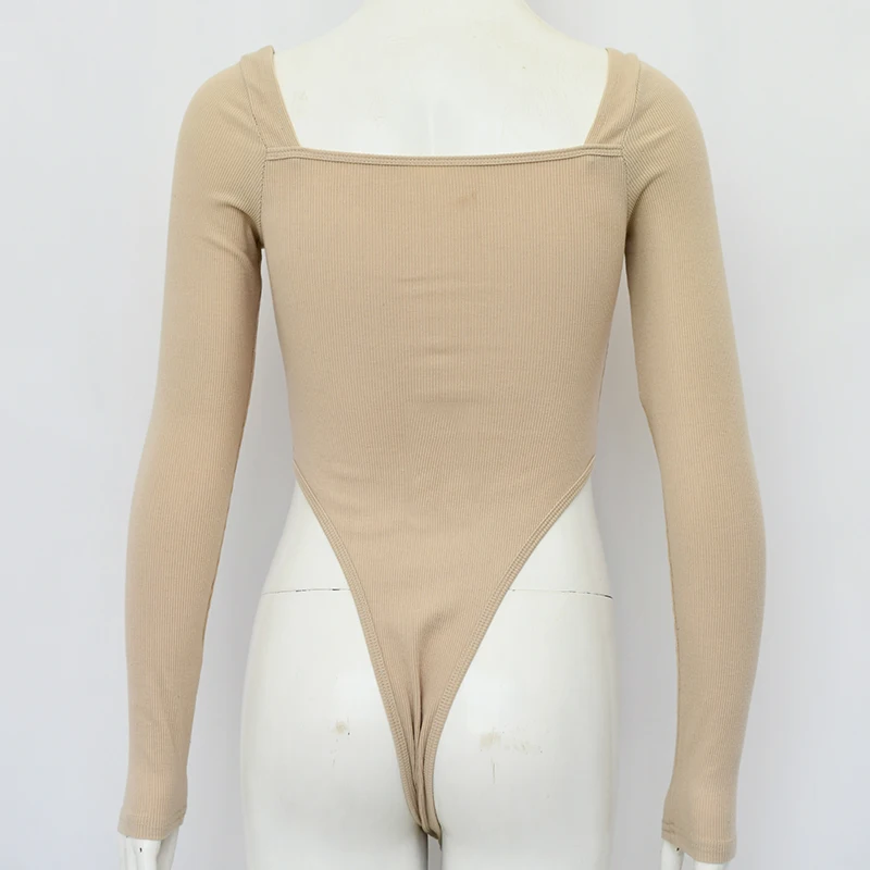 

One Pieces Women Swimsuit Long Sleeve Body Suit High Waist Swimwear Solid Button Jumpsuit Rompers Sexy Bodysuit Elastic Palysuit