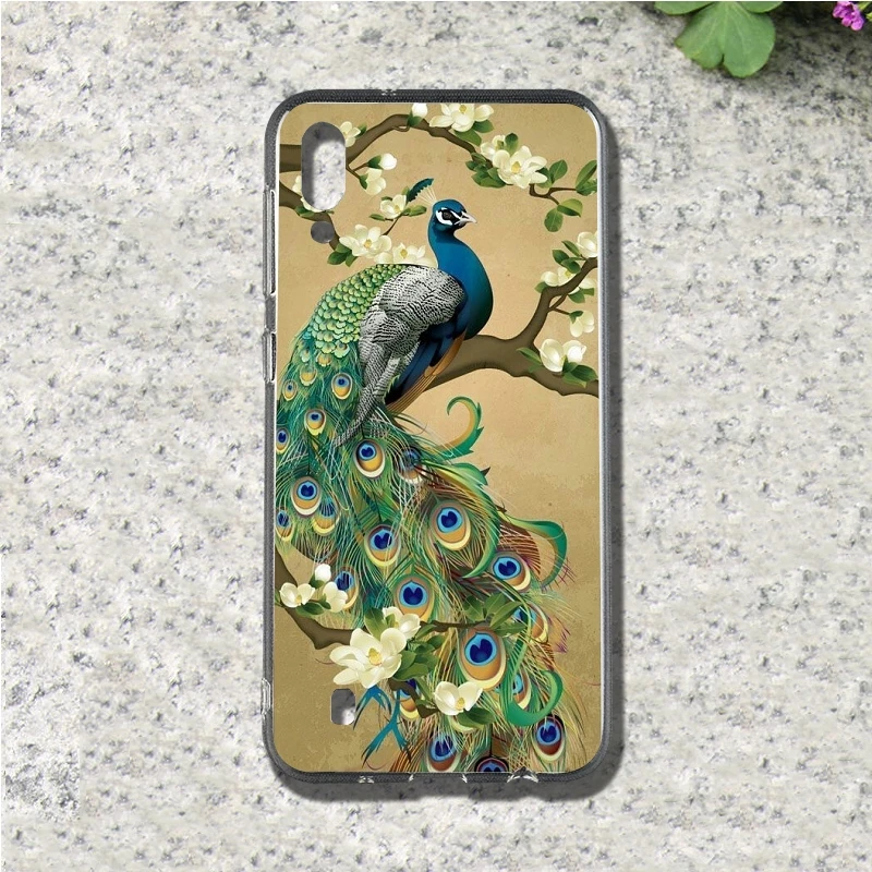 Павлин Мягкие TPU мобильного чехол для телефона samsung Galaxy S3 S4 S5 S6 S7 S8 S9 S10 мини edge Plus