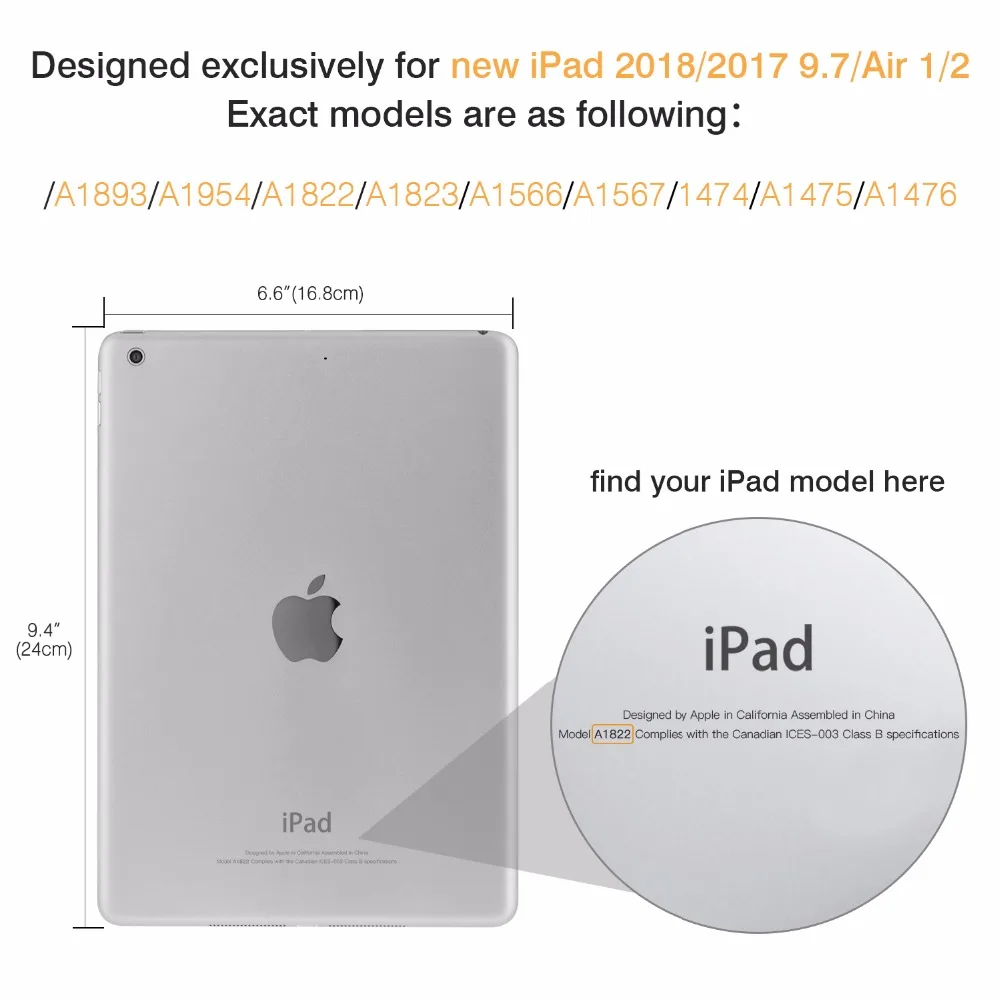 Чехол MoKo для Apple iPad 9 7 дюйма 2018/2017 5 6/iPad Air 2 тонкая складная подставка чехол