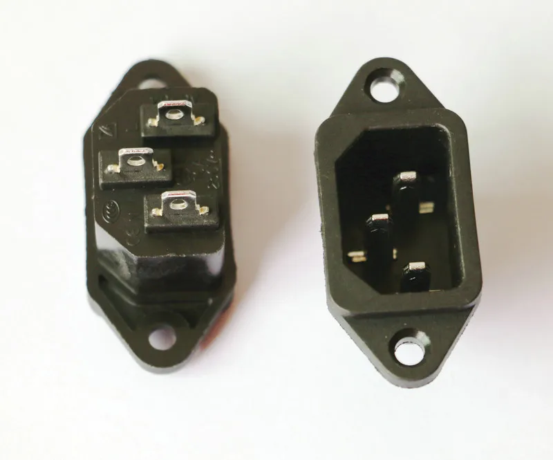 20 шт. AC 04 Тип Черный 3 медных штифта IEC320 C14 Разъем с наушниками компоненты питания