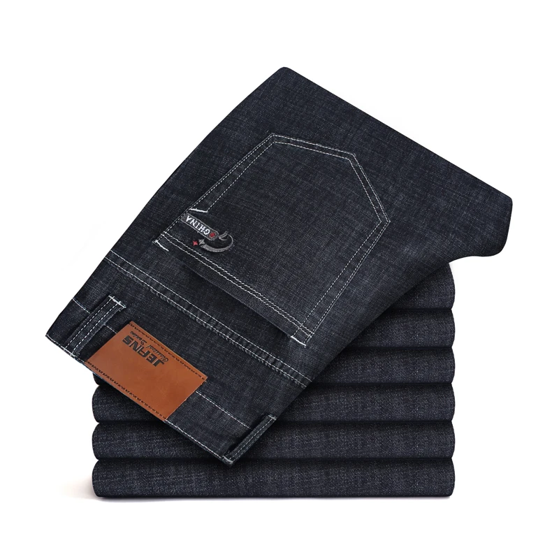 

2019 New Summer Straight Denim Jeans Men Men Long Pants TrousJeans Men Thin Light Weight Big Size 40 42 44