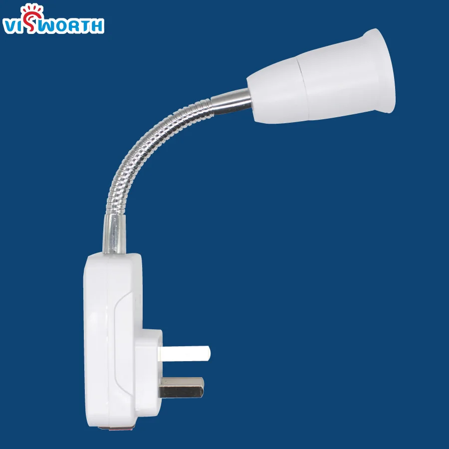 

E27 Light Bulb Socket Adaptor abs stainless steel white body bulb holder Flexible Extension LED Lamp Base Switch Holder Plug